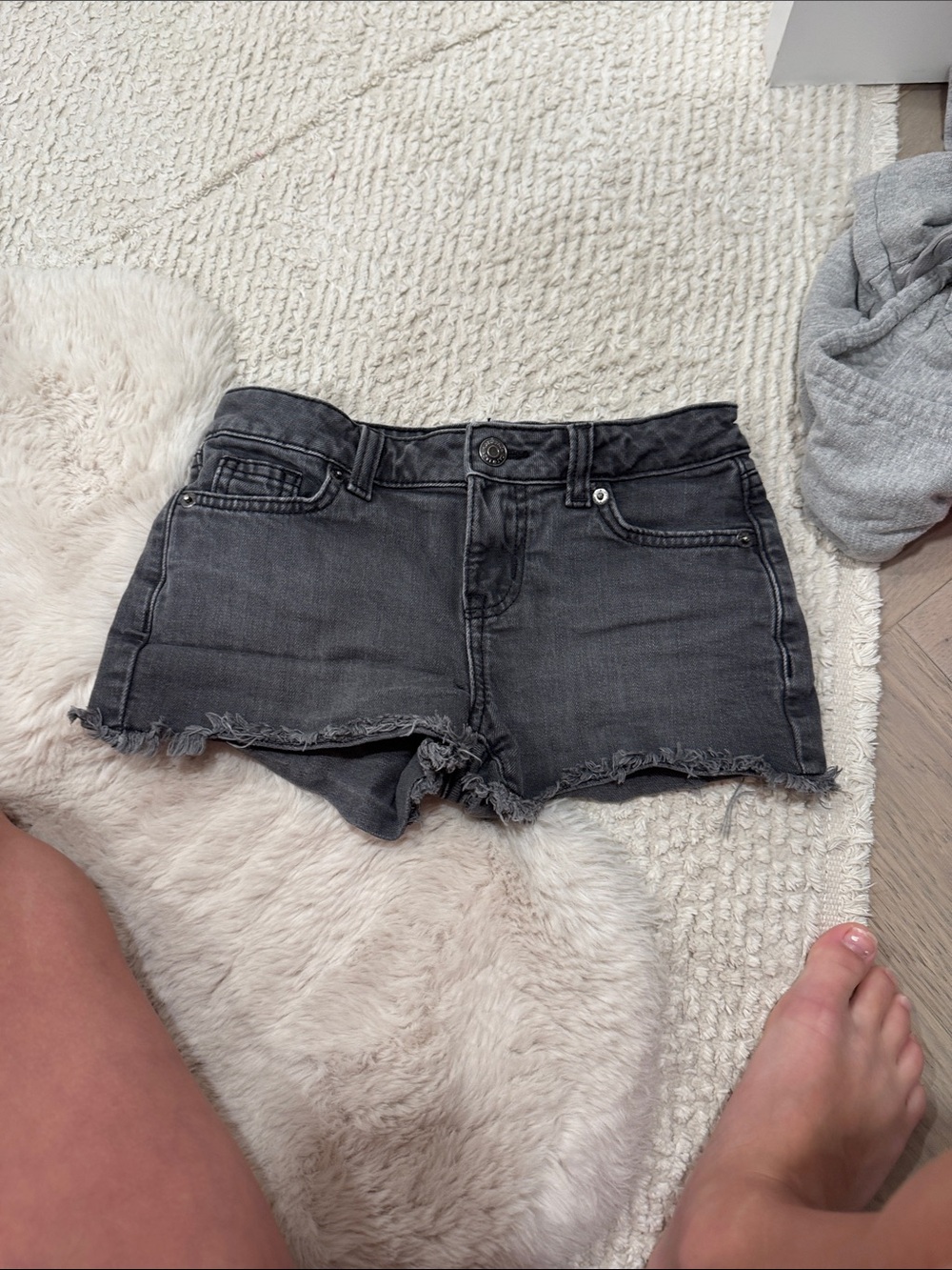 Cat & Jack Charcoal Frayed Hem Denim Shorts